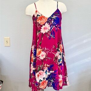 Floral Pink Sleeveless Dress by Peach Love Sz Small (D2)